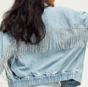 Rhinestone Fringe Comet Jean Jacket 